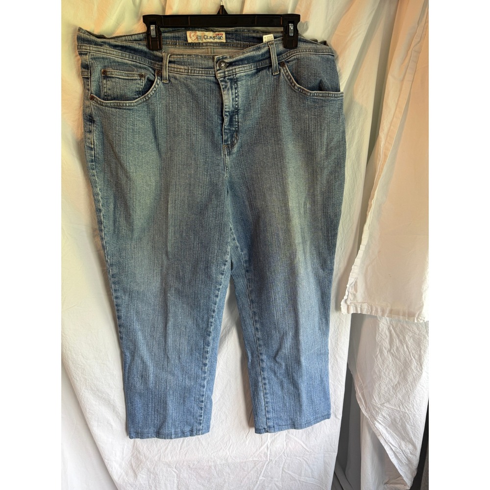 Faded Glory Classic Stretch Jeans Womens 22W Petite Blue Straight Leg Crop Denim